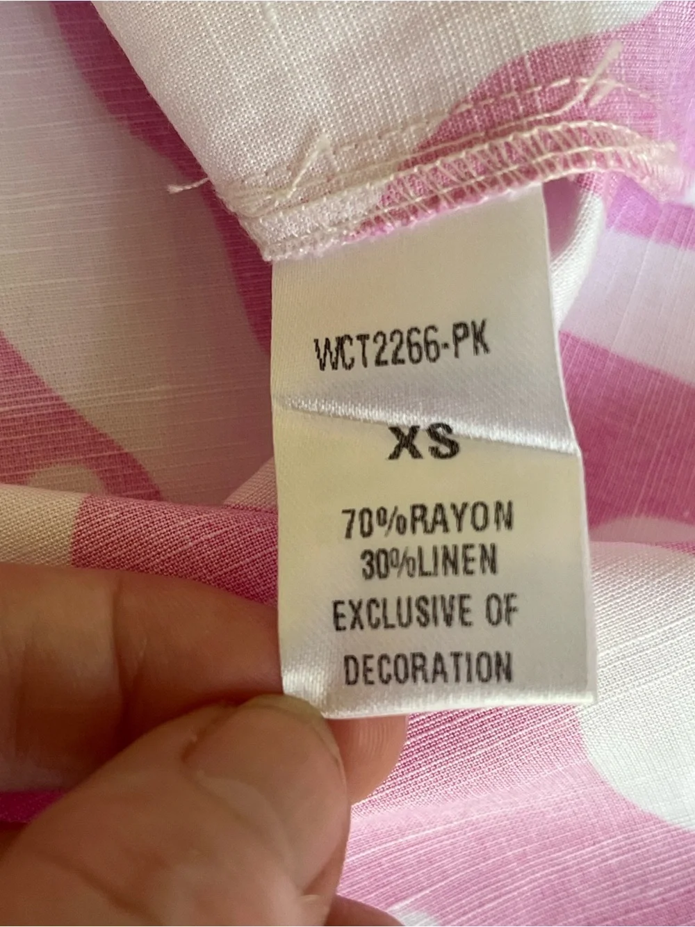 Anthropologie THML Abstract Puff-Sleeve Blouse in Pink & White Sz XS